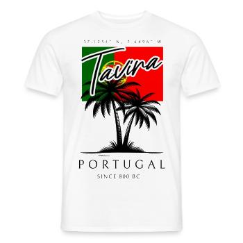 Tavira Palm Trees Flag Travel Souvenir - Men's T-Shirt - white - Front - AI Model Male 178 dark (178cm)