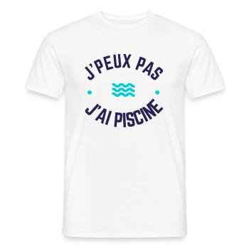 J'peux pas j'ai piscine - T-shirt homme - blanc - Devant - AI Model Male 178 dark (178cm)
