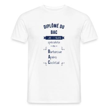Spécialiste en BAC - T-shirt homme - blanc - Devant - AI Model Male 178 dark (178cm)