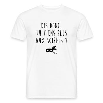 Tu viens plus aux soirées - T-shirt homme - blanc - Devant - AI Model Male 178 dark (178cm)