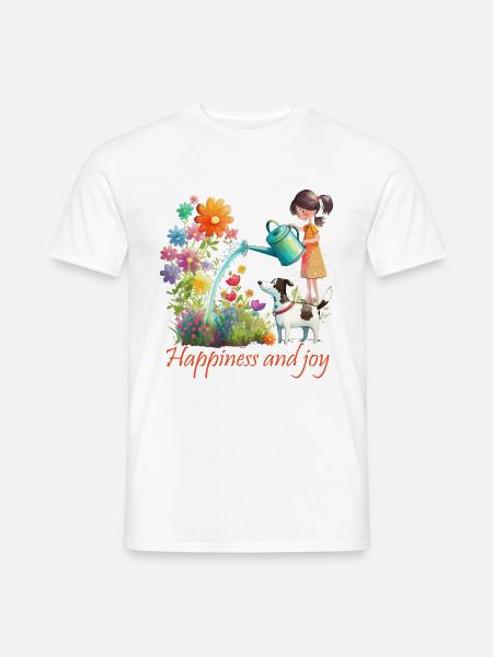 Glück und Freude im Garten - Männer T-Shirt - Weiß