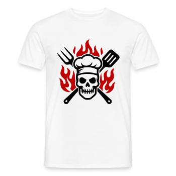 Grill crâne cuire flamme - T-shirt homme - blanc - Devant - AI Model Male 178 dark (178cm)