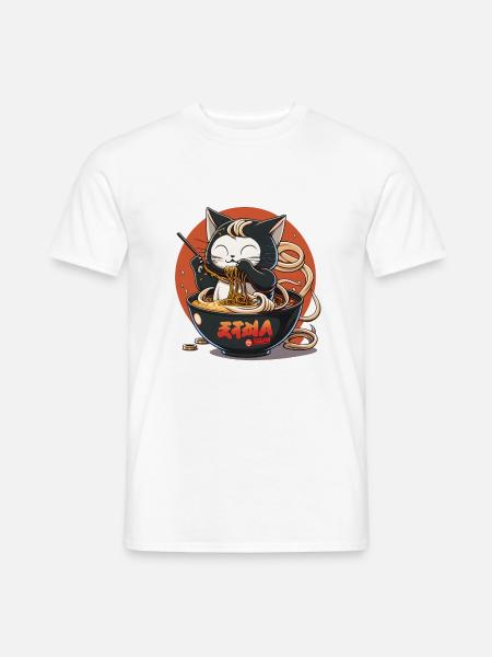 NInja Katze Ramen Liebe im Anime Look - Männer T-Shirt - Weiß