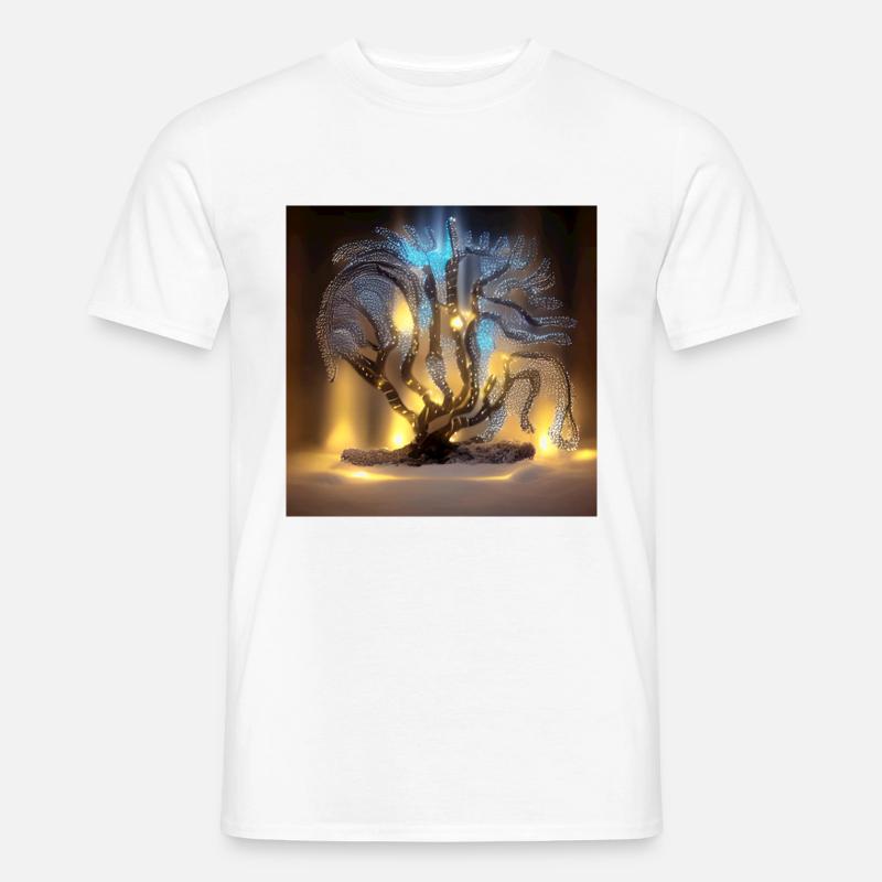 Alter Baum mit Lichtern - Männer T-Shirt - Weiß