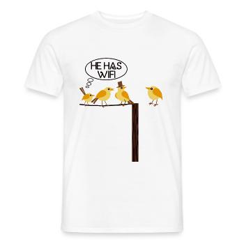 WLAN WIFI Vogel online Informatik - Männer T-Shirt - Weiß - Vorne - AI Model Male 178 dark (178cm)