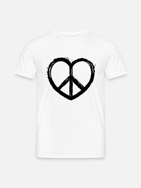 Peace and Love Herz Street Art Peace - Männer T-Shirt - Weiß