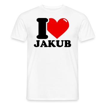 J’aime jakub Prénom - T-shirt homme - blanc - Devant - AI Model Male 178 dark (178cm)