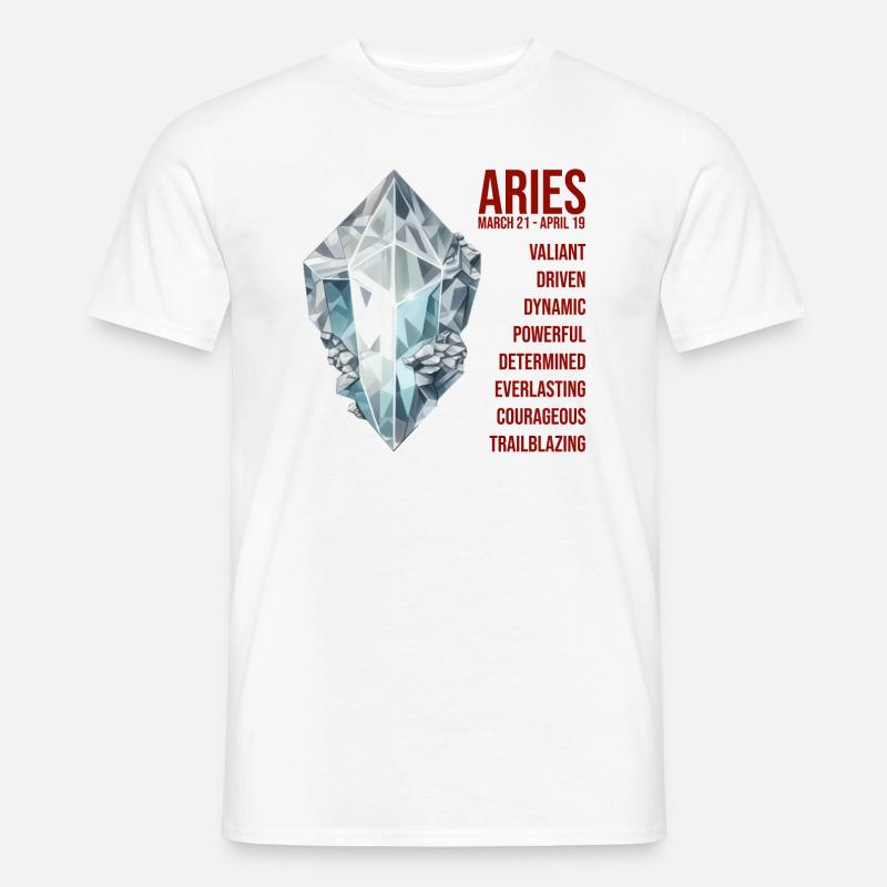Sternzeichen Edelsteine: Widder, Diamant - Männer T-Shirt - Weiß