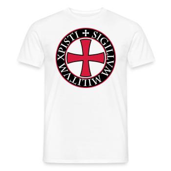 27 Templier Templer Croix Proverbe Médiéval - T-shirt homme - blanc - Devant - AI Model Male 178 dark (178cm)
