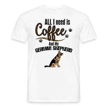 All I need is Coffee and my German Shepherd - Men's T-Shirt - white - Front - AI Model Male 178 dark (178cm)