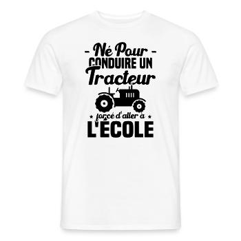 Né Pour Conduire Un Tracteur Cadeau Humour Fermier - T-shirt homme - blanc - Devant - AI Model Male 178 dark (178cm)