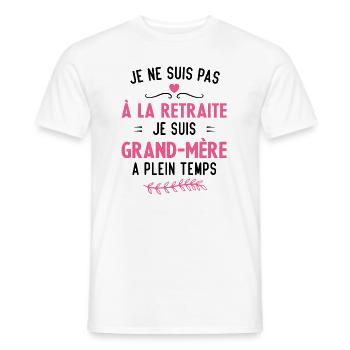 Je ne suis pas à la retraite je suis grand mère - T-shirt homme - blanc - Devant - AI Model Male 178 dark (178cm)