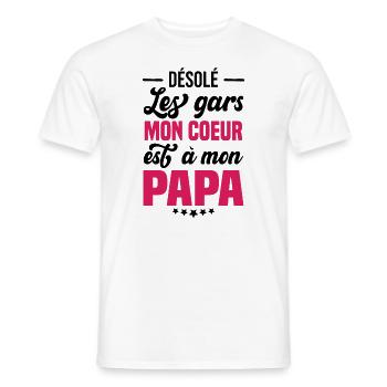 Désolé Les Gars Mon Coeur Est À Mon Papa - T-shirt homme - blanc - Devant - AI Model Male 178 dark (178cm)