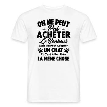 On peut adopter un chat Humour Cadeau - T-shirt homme - blanc - Devant - AI Model Male 178 dark (178cm)