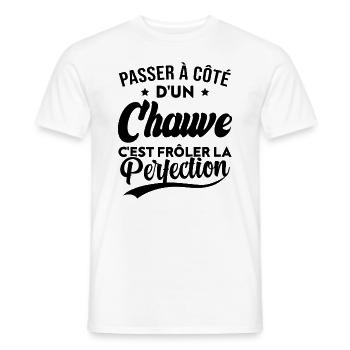 Chauve perfection, Cadeau humour homme chauve - T-shirt homme - blanc - Devant - AI Model Male 178 dark (178cm)