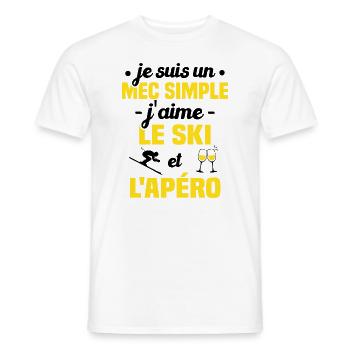Je suis un mec simple j'aime le ski et l'apéro - T-shirt homme - blanc - Devant - AI Model Male 178 dark (178cm)