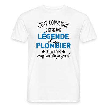 Une légende et un plombier à la fois - T-shirt homme - blanc - Devant - AI Model Male 178 dark (178cm)