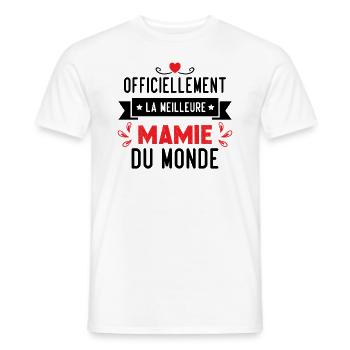 Cadeau meilleure mamie du monde grand mère - T-shirt homme - blanc - Devant - AI Model Male 178 dark (178cm)