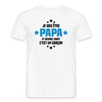 Je vais être papa et devinez quoi c'est un garçon - T-shirt homme - blanc - Devant - AI Model Male 178 dark (178cm)