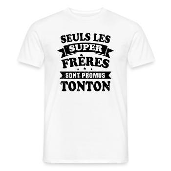 Seuls les super frères sont promus tonton - T-shirt homme - blanc - Devant - AI Model Male 178 dark (178cm)