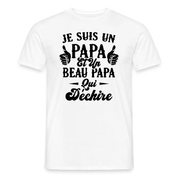 Je suis un papa et un beau papa qui déchire - T-shirt homme - blanc - Devant - AI Model Male 178 dark (178cm)