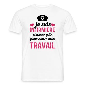 Je suis infirmière, et aimer mon travail - T-shirt homme - blanc - Devant - AI Model Male 178 dark (178cm)
