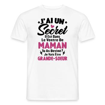 J'ai un secret je vais être grande sœur cadeau - T-shirt homme - blanc - Devant - AI Model Male 178 dark (178cm)