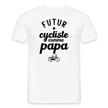 Futur cycliste comme papa - T-shirt homme - blanc - Devant - AI Model Male 178 dark (178cm)