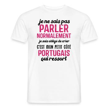 C'est mon petit côté portugais qui ressort - T-shirt homme - blanc - Devant - AI Model Male 178 dark (178cm)