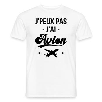 Cadeau Je peux pas j'ai avion humour aviation - T-shirt homme - blanc - Devant - AI Model Male 178 dark (178cm)