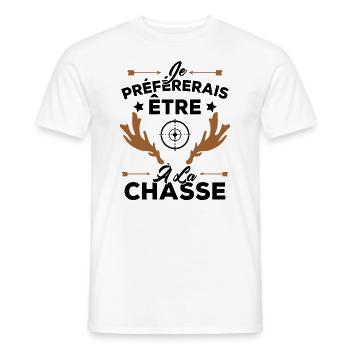 Je préférerais être à la chasse, Cadeau Chasseur - T-shirt homme - blanc - Devant - AI Model Male 178 dark (178cm)