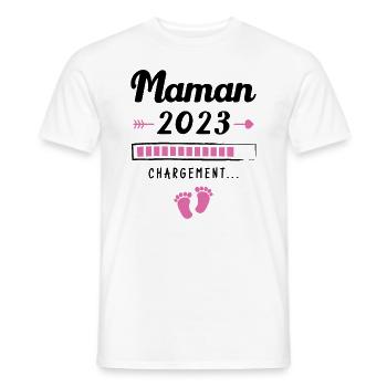 Maman 2023 Chargement, Cadeau future maman - T-shirt homme - blanc - Devant - AI Model Male 178 dark (178cm)