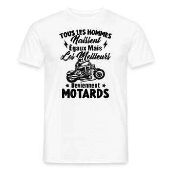 Hommes naissent égaux meilleurs deviennent motards - T-shirt homme - blanc - Devant - AI Model Male 178 dark (178cm)
