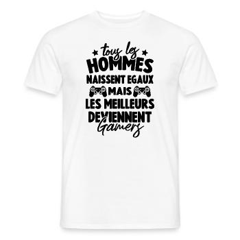 Tous Les Hommes Naissent Égaux - Meilleurs Gamers - T-shirt homme - blanc - Devant - AI Model Male 178 dark (178cm)