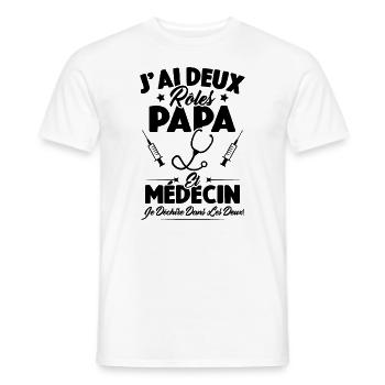 Papa Et Médecin / Cadeau Meilleur Papa Médecin - T-shirt homme - blanc - Devant - AI Model Male 178 dark (178cm)