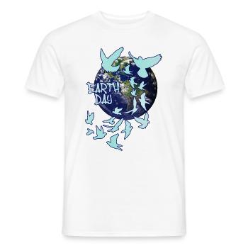jour de la terre, sourds, sourds, oiseaux, troupeau d’oiseaux, terre - T-shirt homme - blanc - Devant - AI Model Male 178 dark (178cm)