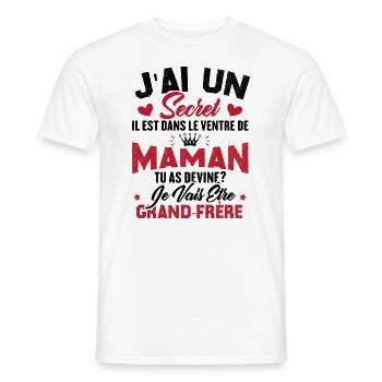 Secret Cadeau Annonce Grossesse Grand-Frère - T-shirt homme - blanc - Devant - AI Model Male 178 dark (178cm)