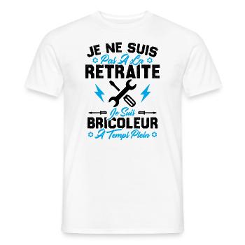 Pas à la retraite je suis bricoleur à temps plein - T-shirt homme - blanc - Devant - AI Model Male 178 dark (178cm)
