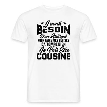 Je vais être cousine, Cadeau pour future cousine - T-shirt homme - blanc - Devant - AI Model Male 178 dark (178cm)