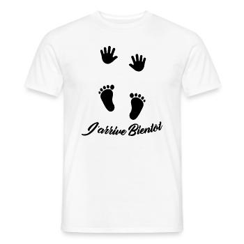J'arrive Bientôt / Cadeau pour futur maman - T-shirt homme - blanc - Devant - AI Model Male 178 dark (178cm)