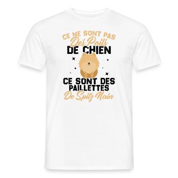 Ce sont des paillettes de spitz nain humour cadeau - T-shirt homme - blanc - Devant - AI Model Male 178 dark (178cm)