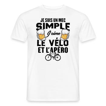 Je Suis Un Mec Simple J'aime Le Vélo Et L'apéro - T-shirt homme - blanc - Devant - AI Model Male 178 dark (178cm)