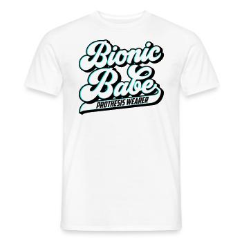 Bionic Babe | Prothese | Farben änderbar - Männer T-Shirt - Weiß - Vorne - AI Model Male 178 dark (178cm)