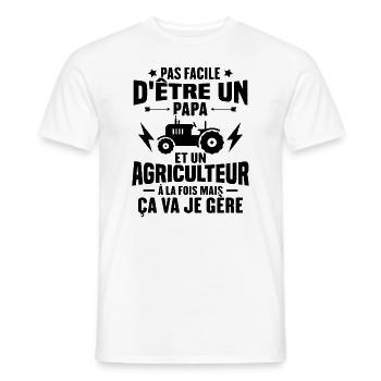 Pas facile d'être un Papa et un Agriculteur - T-shirt homme - blanc - Devant - AI Model Male 178 dark (178cm)