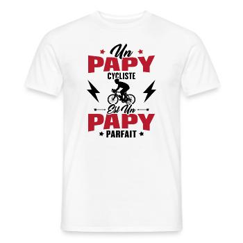 Un papy cycliste est un papy parfait Cadeau - T-shirt homme - blanc - Devant - AI Model Male 178 dark (178cm)