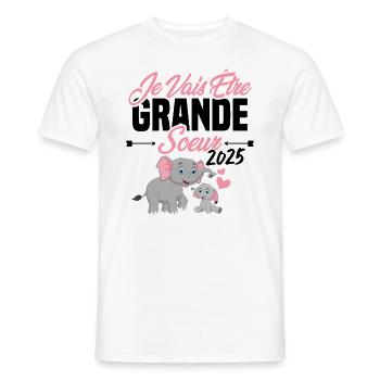 Je Vais Être Grande Sœur 2025, Annonce Grossesse - T-shirt homme - blanc - Devant - AI Model Male 178 dark (178cm)