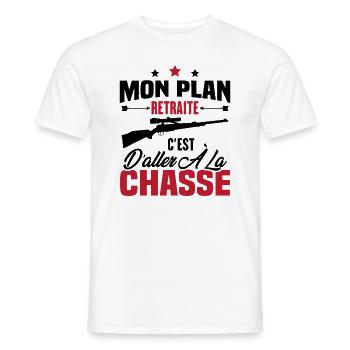 Mon plan retraite c'est d'aller à la chasse - T-shirt homme - blanc - Devant - AI Model Male 178 dark (178cm)