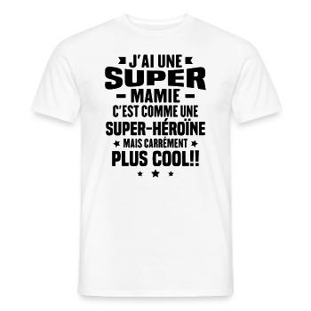 J'ai une super mamie c'est comme une super héroïne - T-shirt homme - blanc - Devant - AI Model Male 178 dark (178cm)