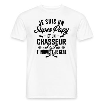 Je suis un super papy et un chasseur, Cadeau papy - T-shirt homme - blanc - Devant - AI Model Male 178 dark (178cm)