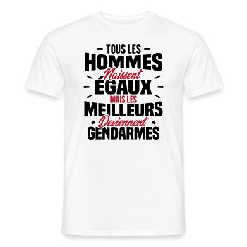 Les meilleurs hommes deviennent gendarmes - T-shirt homme - blanc - Devant - AI Model Male 178 dark (178cm)